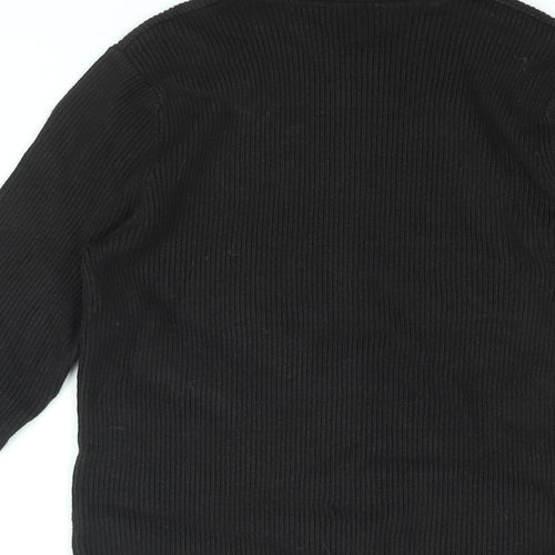 Marks and Spencer Womens Black Viscose Basic T-Shirt Size 12 Roll Neck