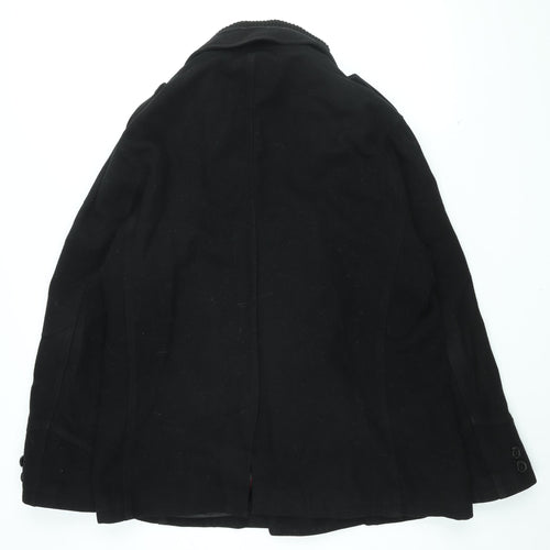 NEXT Mens Black Overcoat Coat Size XL Zip
