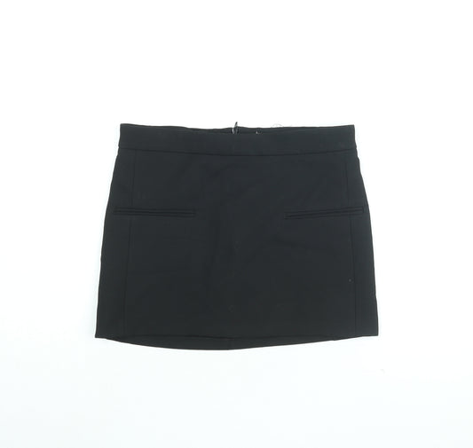 Zara Womens Black Polyester Mini Skirt Size XS Zip