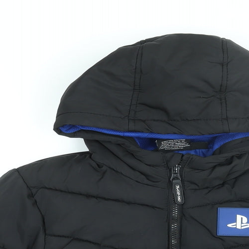 PlayStation Boys Black Puffer Jacket Coat Size 10-11 Years Zip - PlayStation Logo