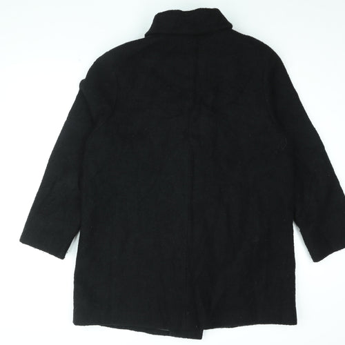St Michael Womens Black Overcoat Coat Size 16 Button