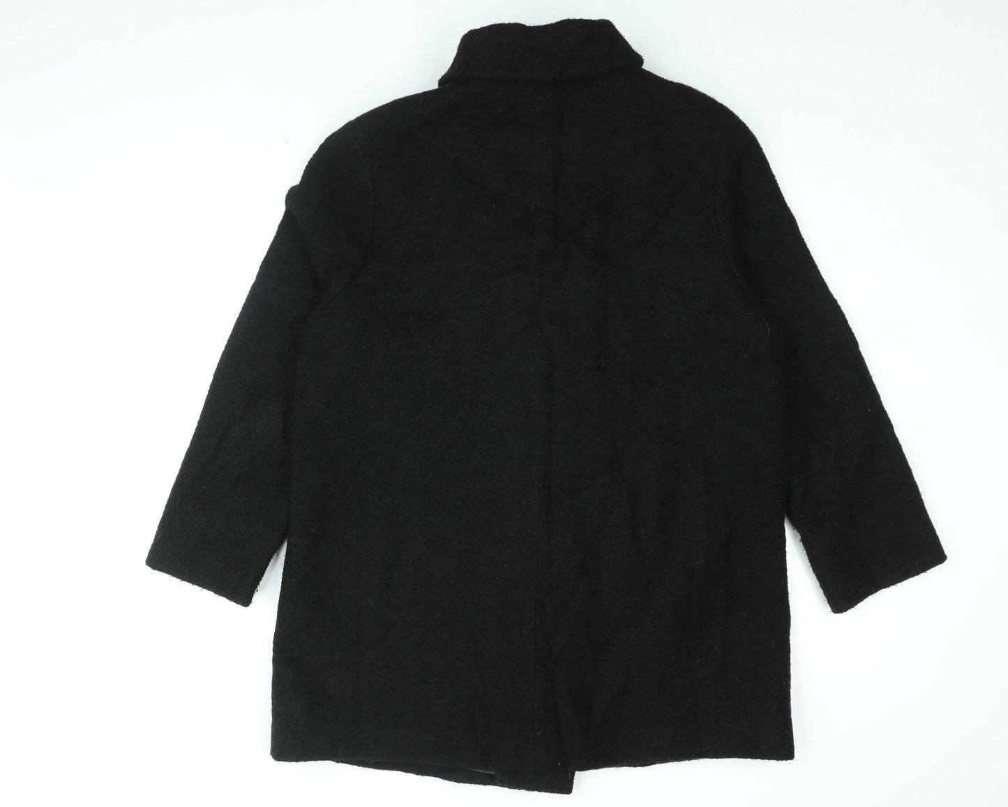 St Michael Womens Black Overcoat Coat Size 16 Button