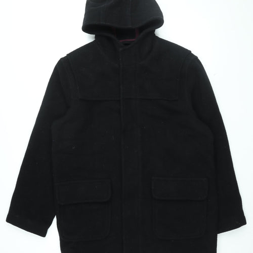 Red Herring Mens Black Overcoat Coat Size M Zip