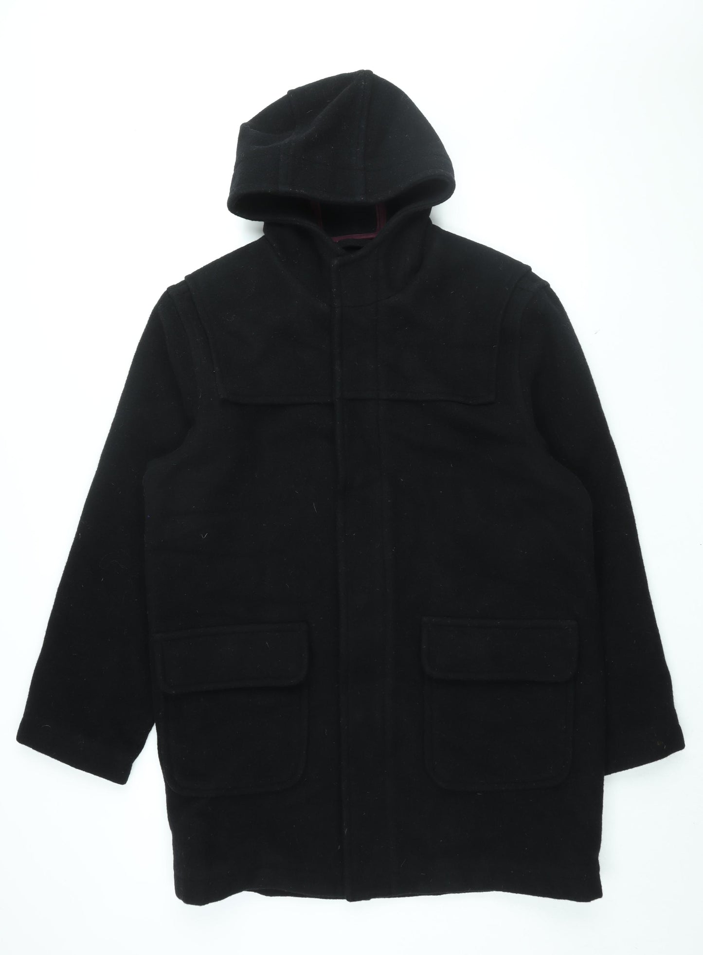 Red Herring Mens Black Overcoat Coat Size M Zip