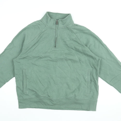 Marks and Spencer Womens Green Cotton Pullover Sweatshirt Size L Zip