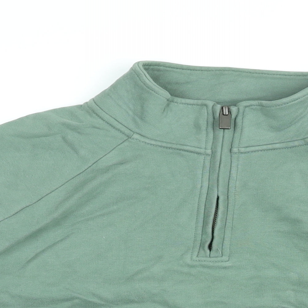 Marks and Spencer Womens Green Cotton Pullover Sweatshirt Size L Zip