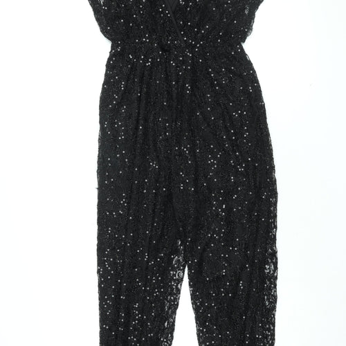 Quiz Womens Black Polyester Jumpsuit One-Piece Size 14 L27 in Pullover