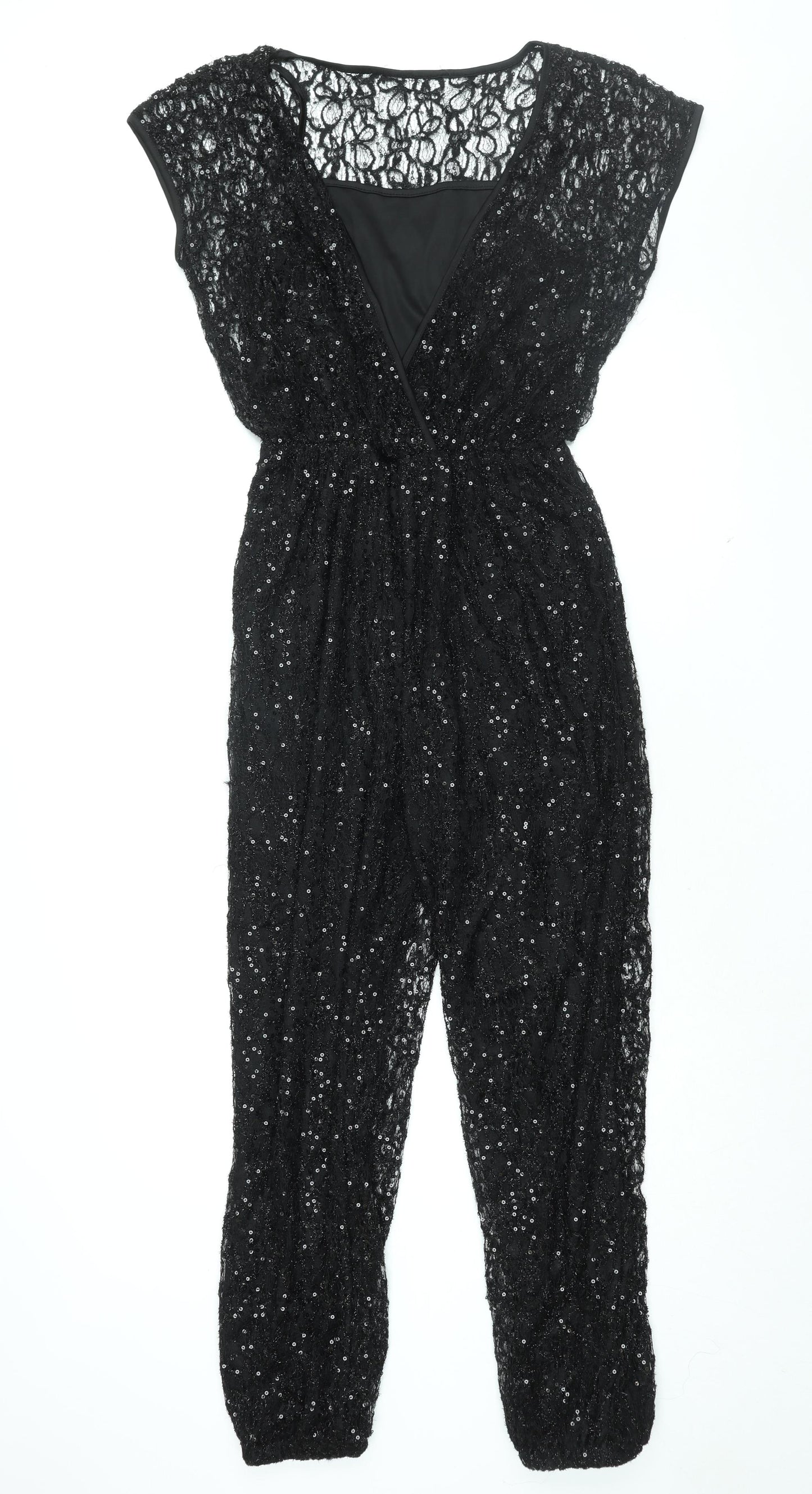 Quiz Womens Black Polyester Jumpsuit One-Piece Size 14 L27 in Pullover