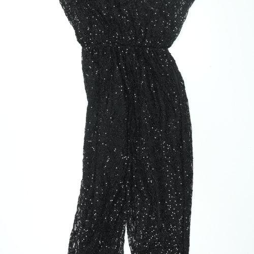 Quiz Womens Black Polyester Jumpsuit One-Piece Size 14 L27 in Pullover