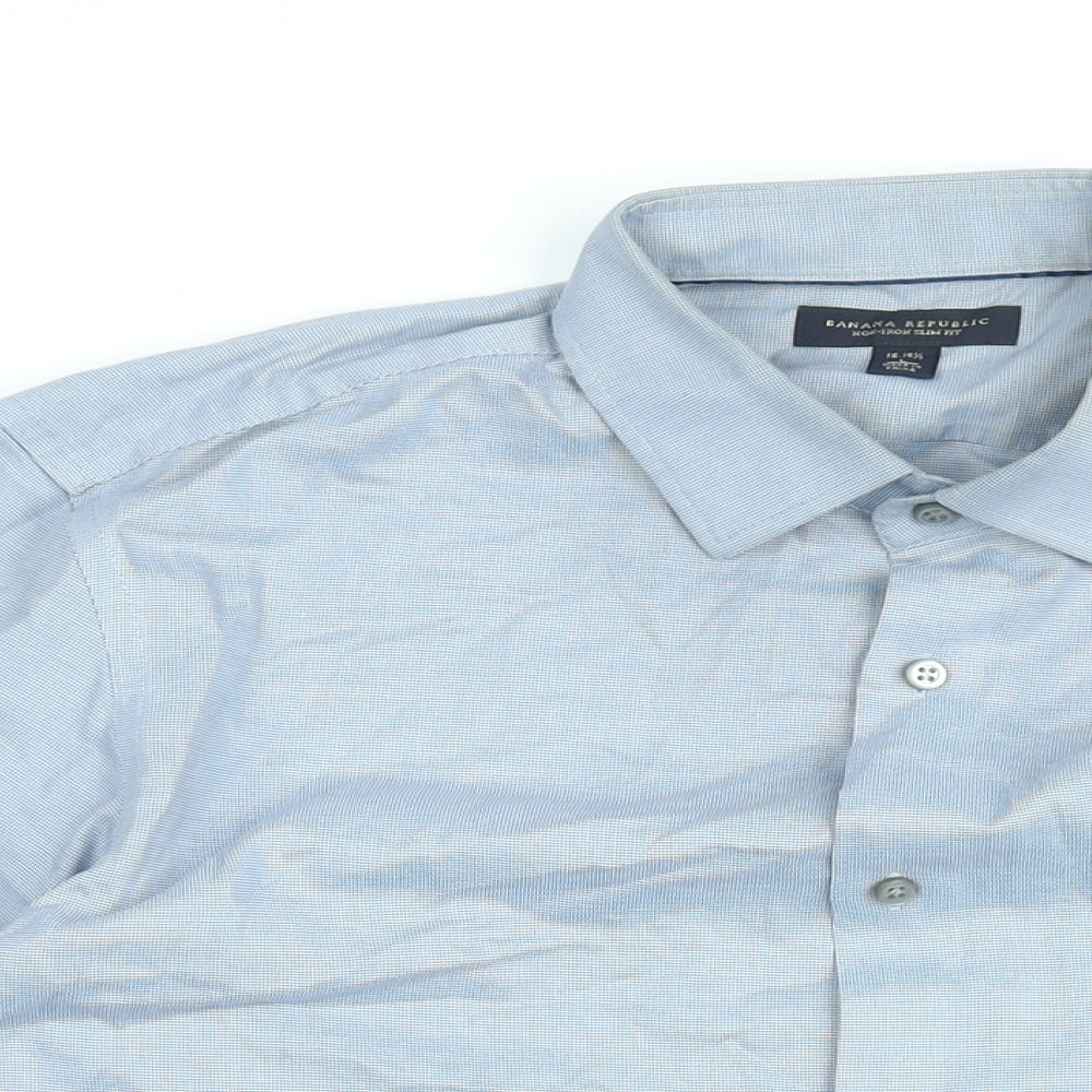 Banana Republic Mens Blue Cotton Dress Shirt Size L Collared Button