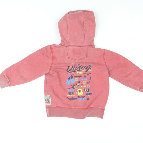 Fat Face Boys Red Cotton Full Zip Hoodie Size 4-5 Years Zip - Things To Take On My Diving Trip