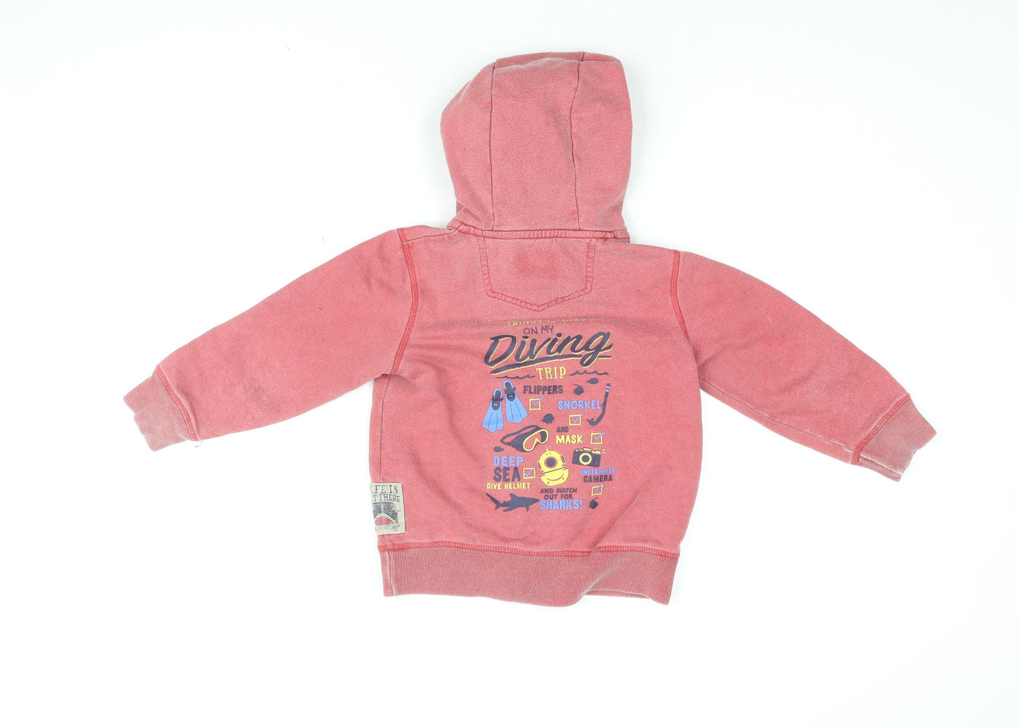 Fat Face Boys Red Cotton Full Zip Hoodie Size 4-5 Years Zip - Things To Take On My Diving Trip