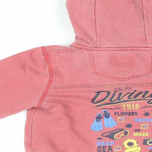 Fat Face Boys Red Cotton Full Zip Hoodie Size 4-5 Years Zip - Things To Take On My Diving Trip