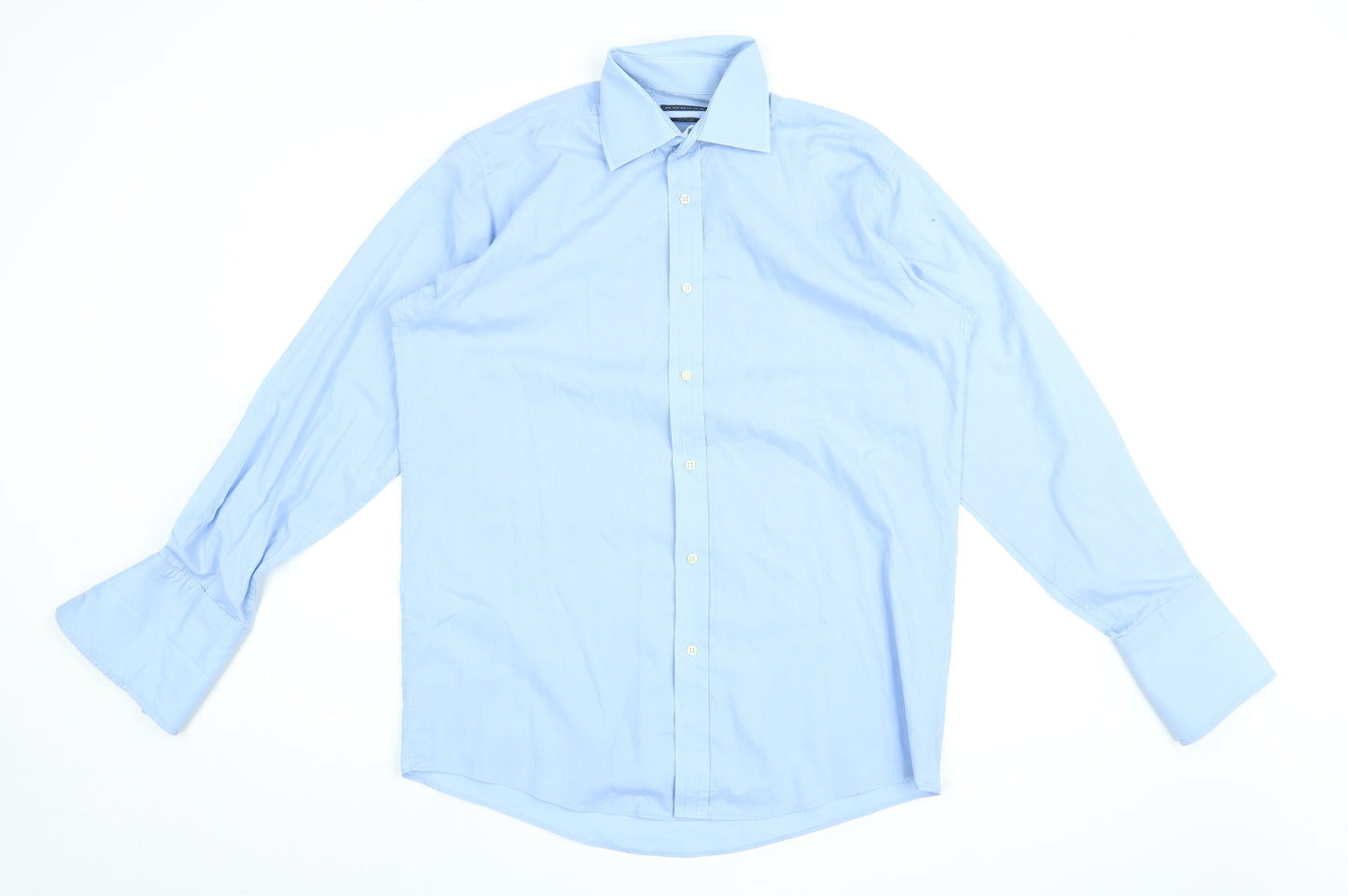 Rochas Mens Blue Cotton Dress Shirt Size XL Collared Button