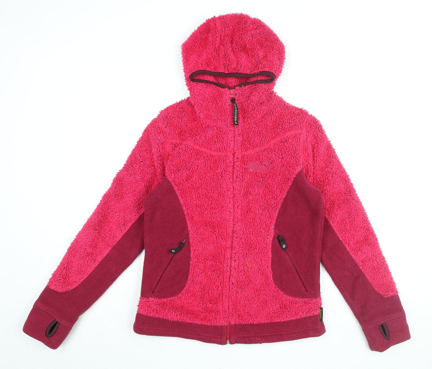 Jack Wolfskin Womens Pink Polyester Full Zip Hoodie Size 12 Zip - Size 12-14