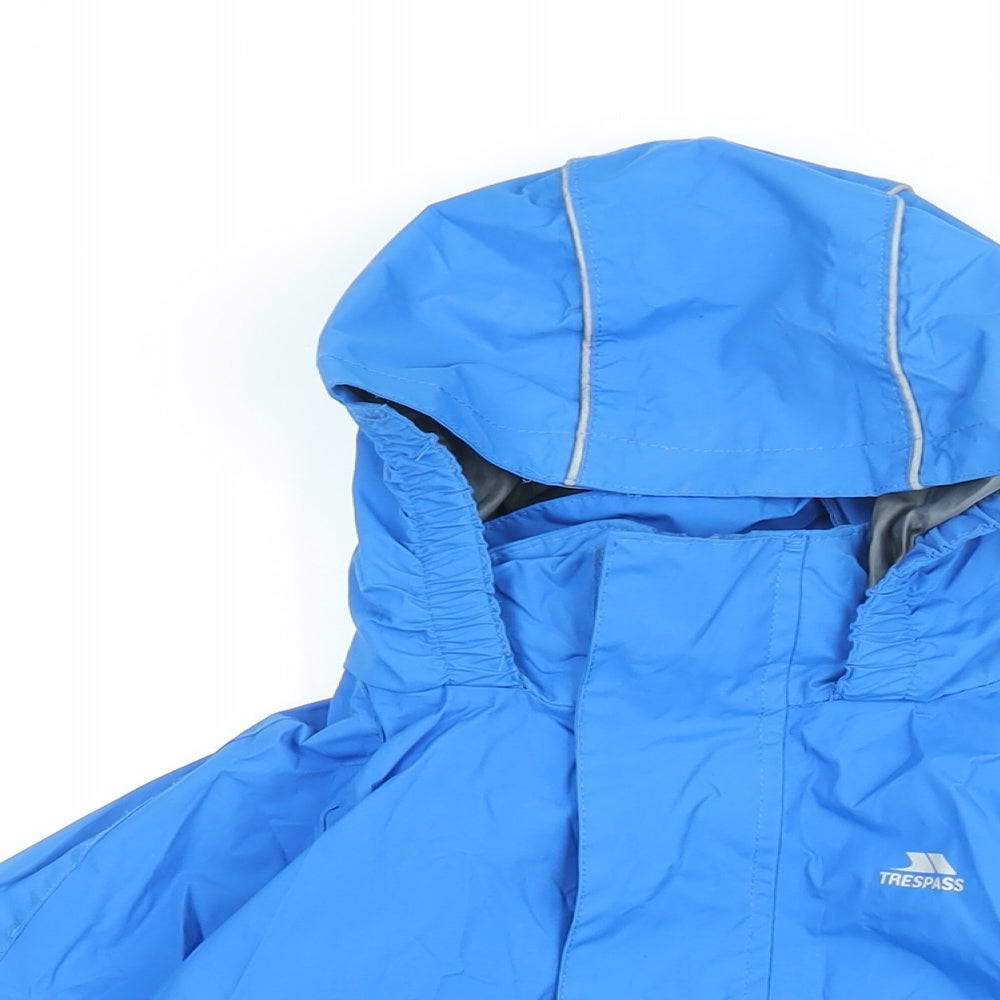 Trespass Boys Blue Rain Coat Coat Size 7-8 Years Zip