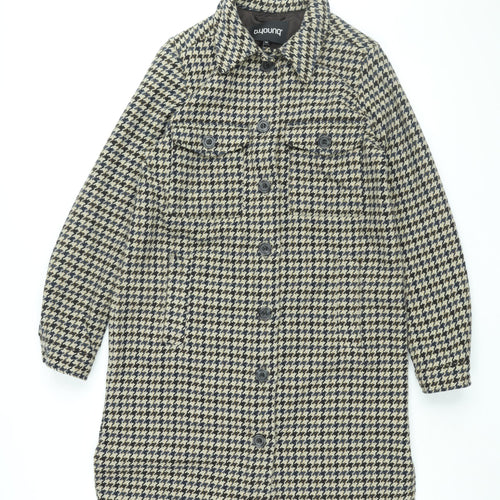 b.young Womens Beige Geometric Jacket Size 6 Button - Houndstooth