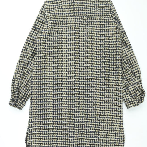 b.young Womens Beige Geometric Jacket Size 6 Button - Houndstooth