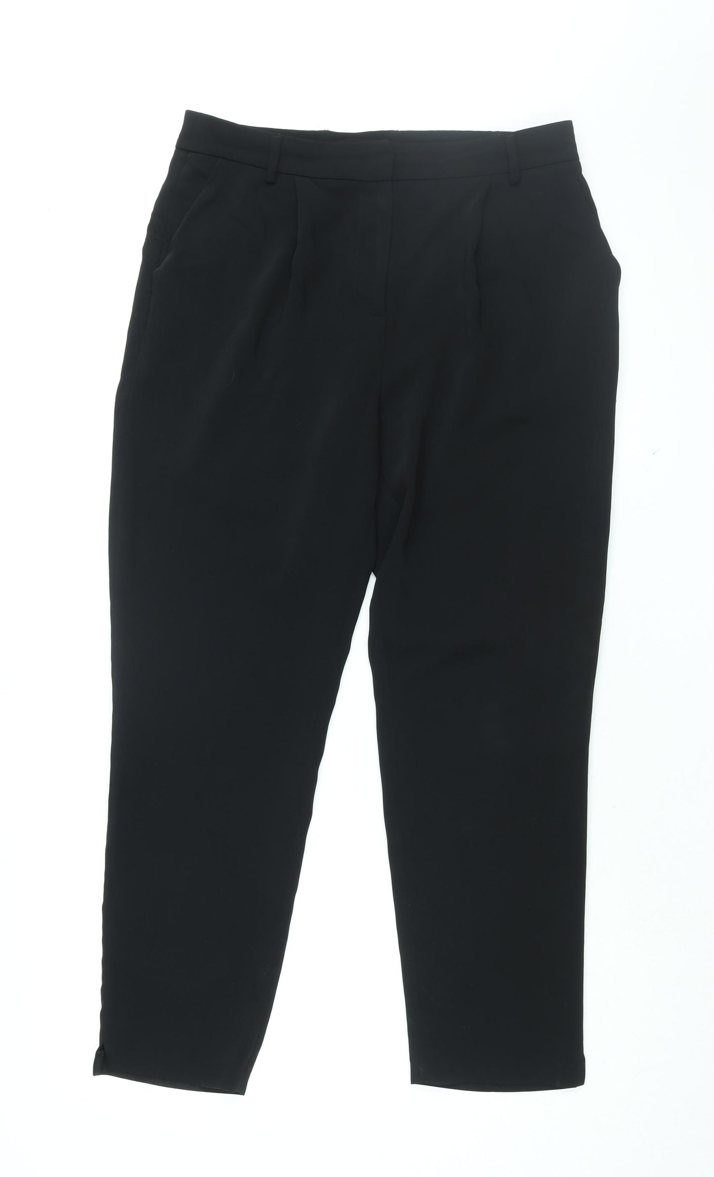 Fahri Womens Black Polyester Trousers Size 10 L26.5 in Regular Zip