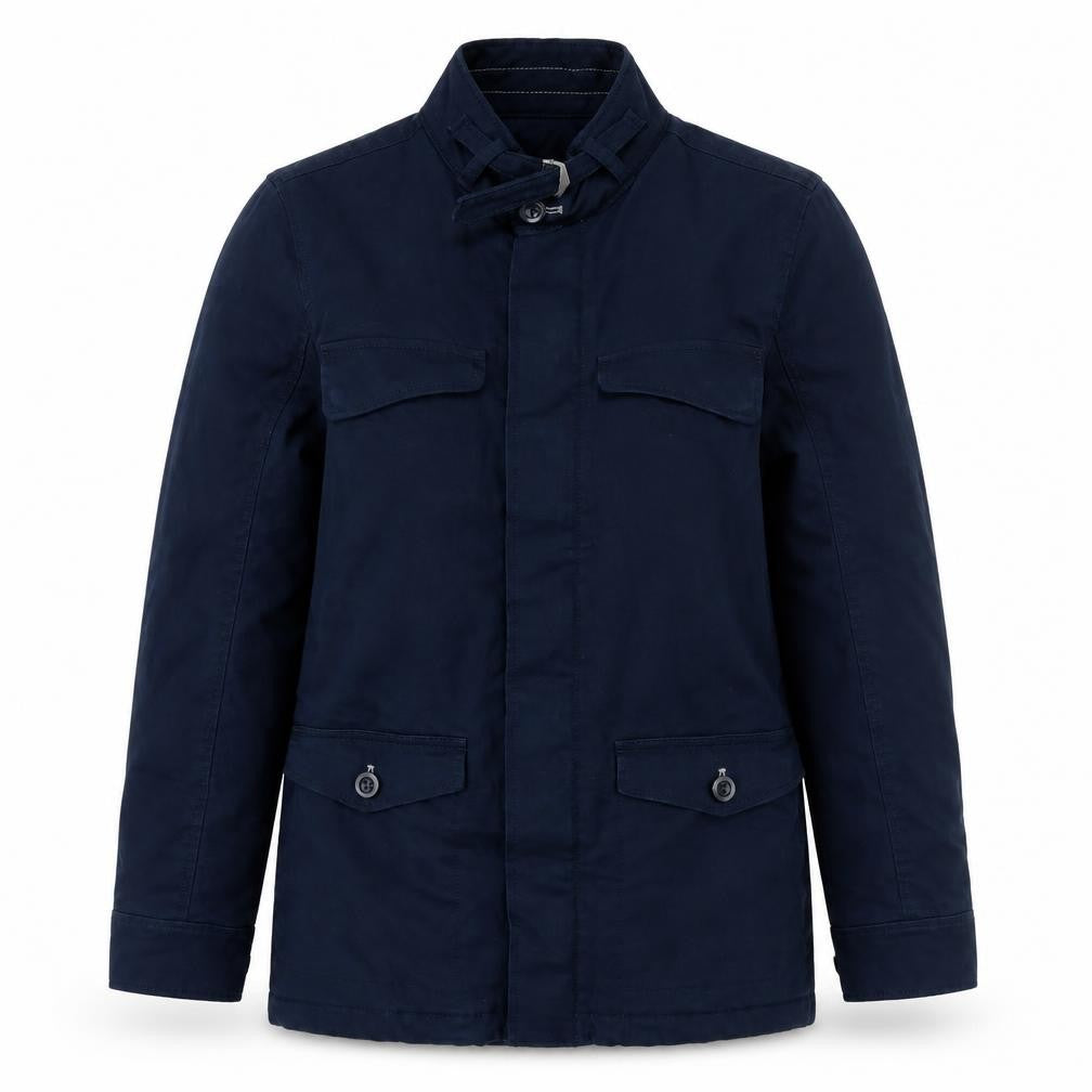 Front view of Gap women’s blue jacket, size S, zip