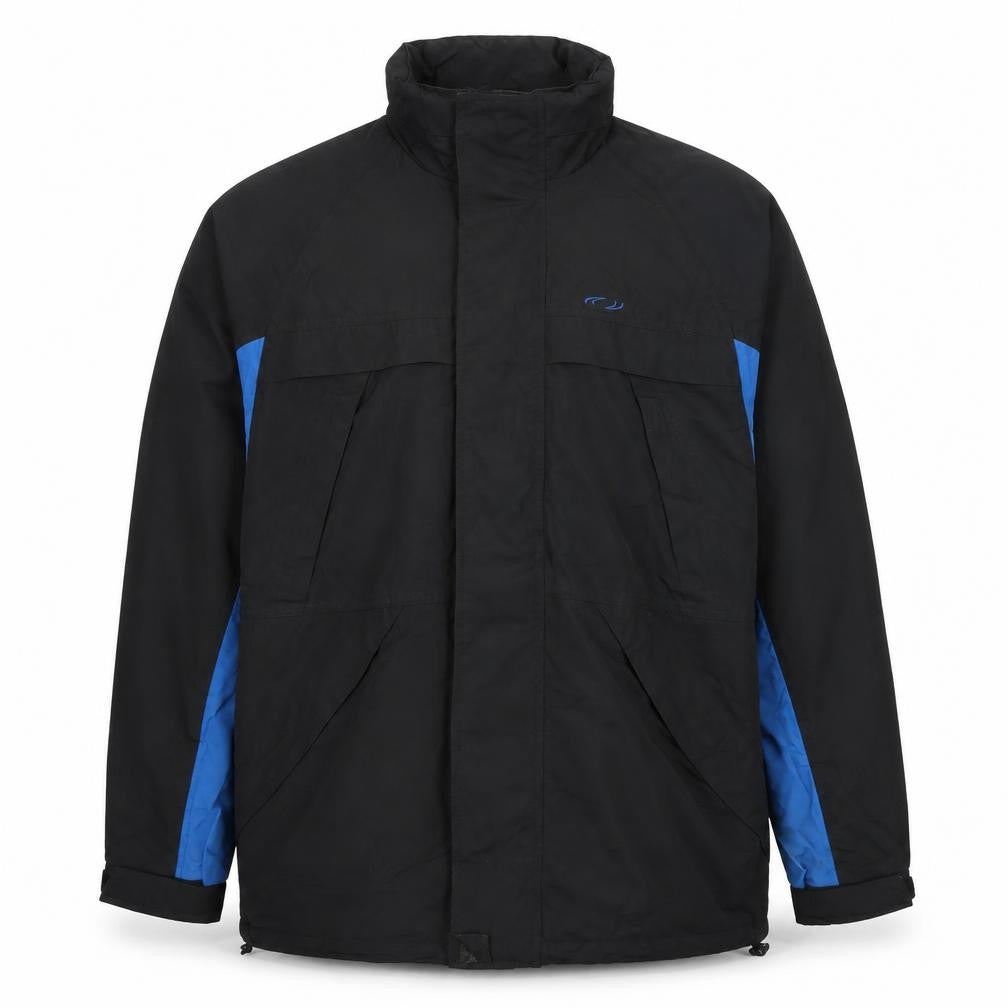 Front view of U.S. Athletic men’s black jacket, size M, zip - technical