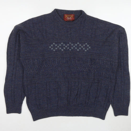 Tobiasystem Womens Blue Round Neck Wool Pullover Jumper Size 16
