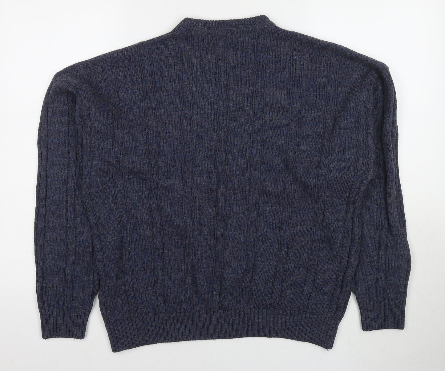 Tobiasystem Womens Blue Round Neck Wool Pullover Jumper Size 16