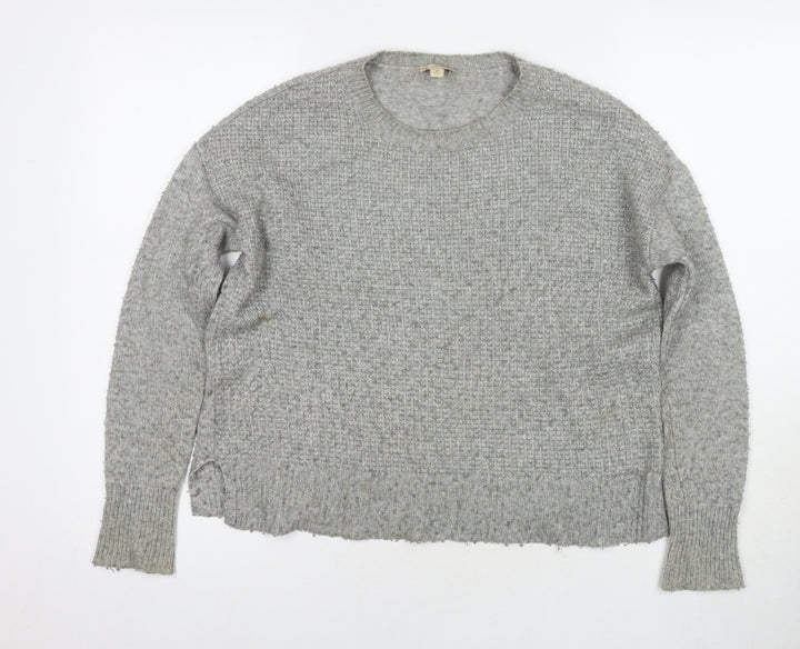 Gap Womens Grey Round Neck Nylon Pullover Jumper Size S