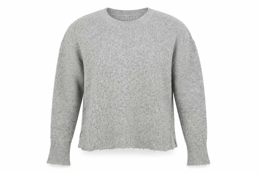 Front view of Gap women’s grey round neck nylon jumper, size S