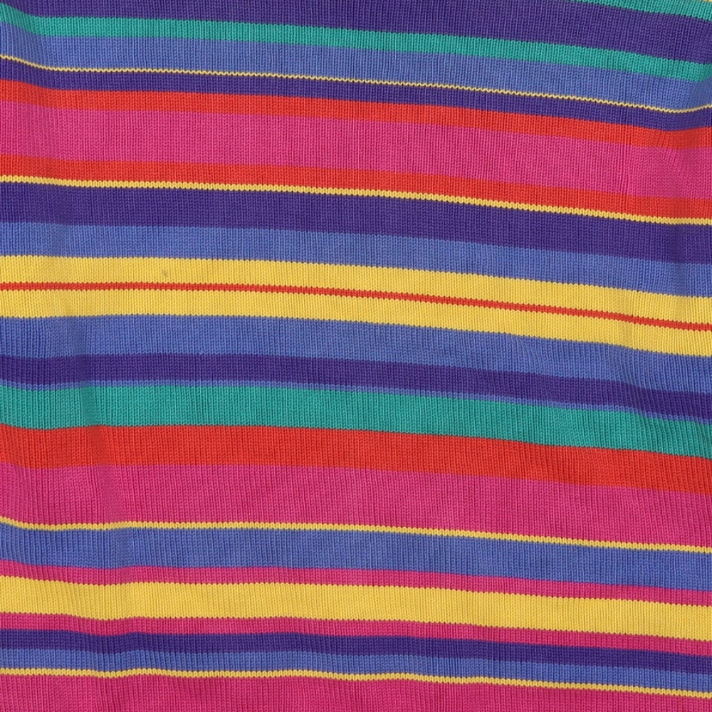 Jumpers Womens Multicoloured Round Neck Striped Cotton Pullover Jumper Size M