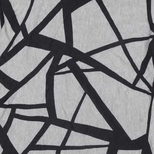 Viz-a-Viz Womens Grey Round Neck Geometric Viscose Pullover Jumper Size S