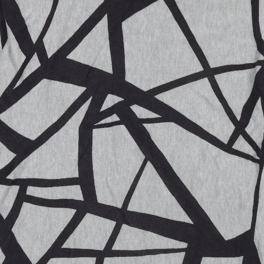 Viz-a-Viz Womens Grey Round Neck Geometric Viscose Pullover Jumper Size S