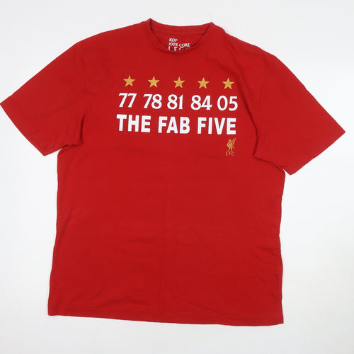 Liverpool FC Mens Red Cotton T-Shirt Size L Round Neck - The Fab Five