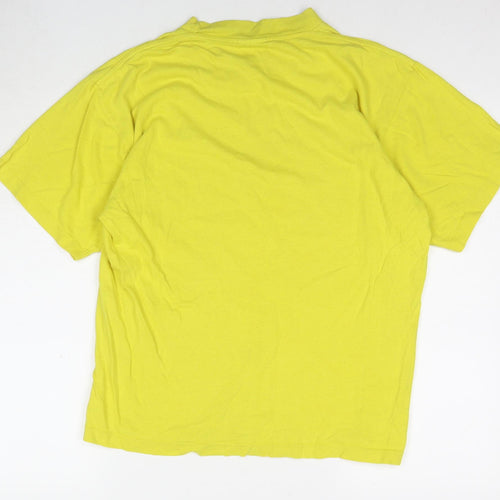 Champion Mens Yellow Cotton T-Shirt Size M Round Neck