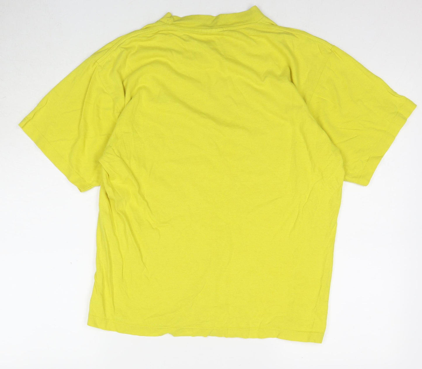 Champion Mens Yellow Cotton T-Shirt Size M Round Neck