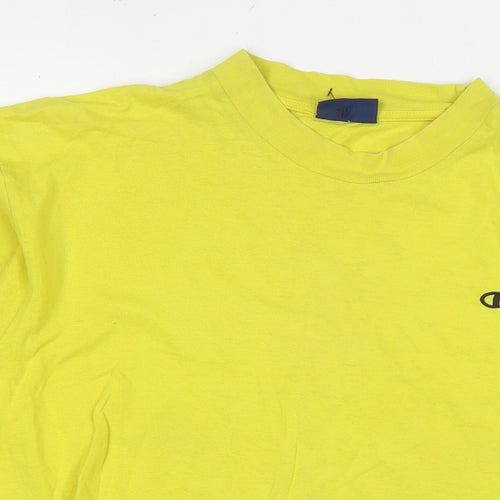 Champion Mens Yellow Cotton T-Shirt Size M Round Neck
