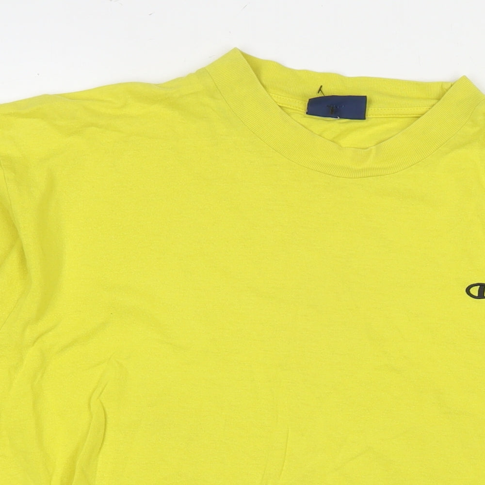 Champion Mens Yellow Cotton T-Shirt Size M Round Neck