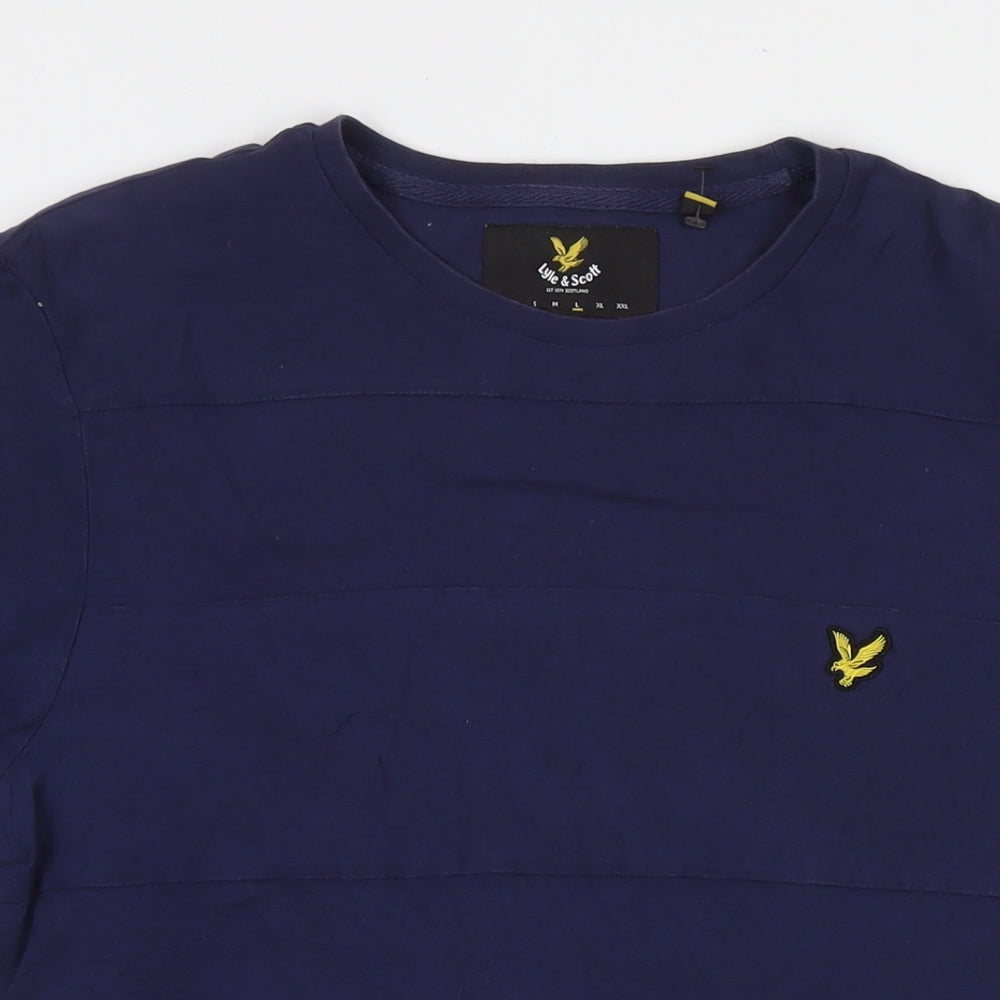 Lyle & Scott Mens Blue Cotton T-Shirt Size L Round Neck