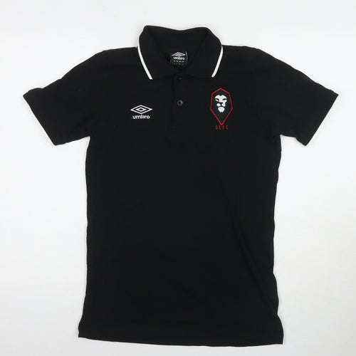 Umbro Mens Black Cotton Polo Size S Collared Pullover - Logo S.C.F.C