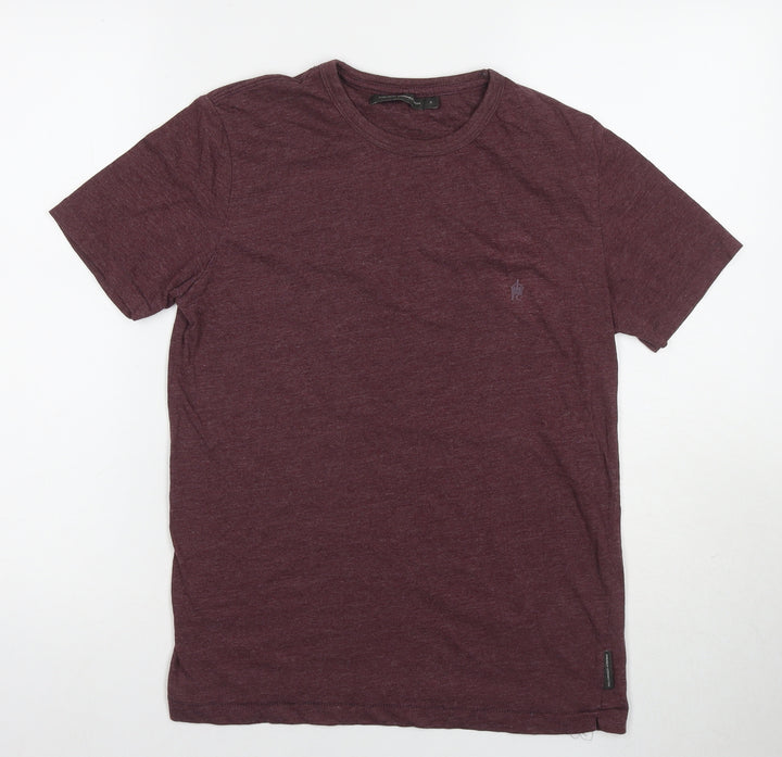 French Connection Mens Brown Cotton T-Shirt Size S Round Neck
