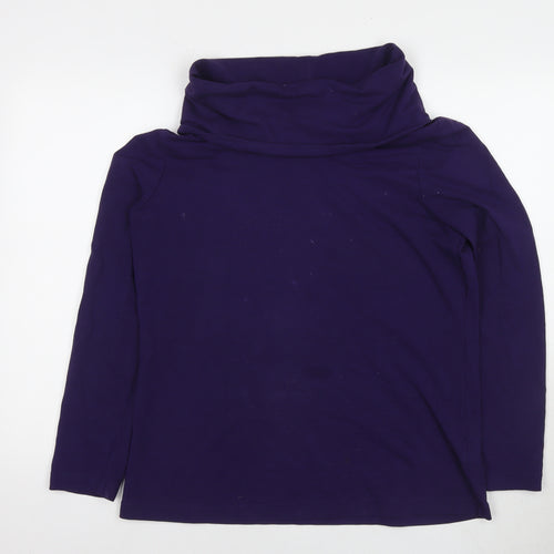 Lands' End Womens Purple Cotton Basic Blouse Size M Roll Neck