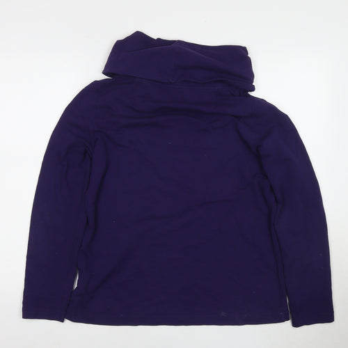 Lands' End Womens Purple Cotton Basic Blouse Size M Roll Neck