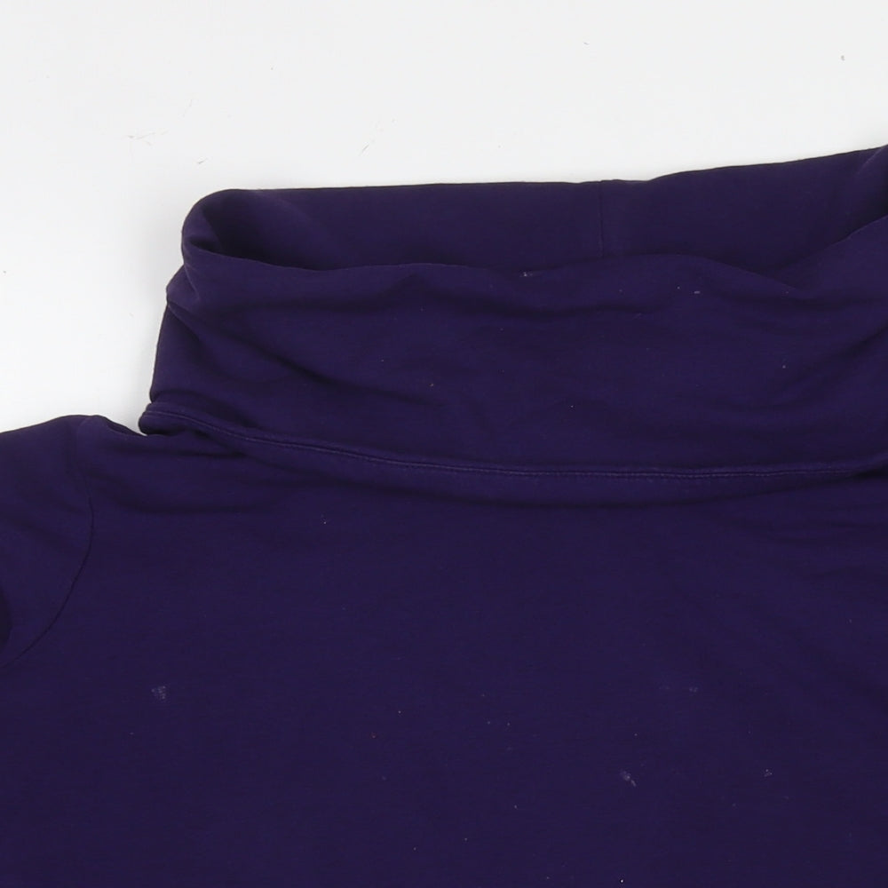 Lands' End Womens Purple Cotton Basic Blouse Size M Roll Neck