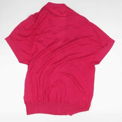 DKNY Womens Pink Cotton Basic Blouse Size M V-Neck
