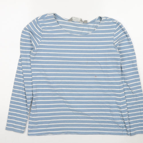 Mountain Warehouse Womens Blue Striped Cotton Basic T-Shirt Size 12 Round Neck