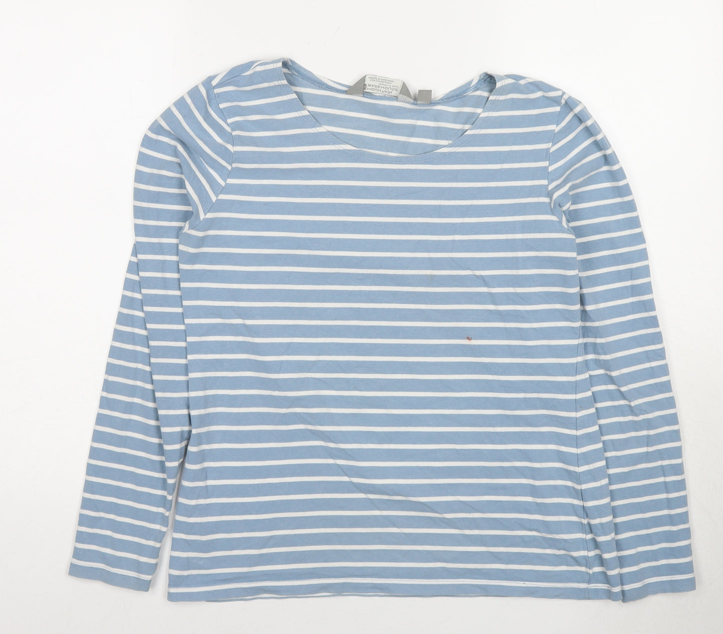 Mountain Warehouse Womens Blue Striped Cotton Basic T-Shirt Size 12 Round Neck