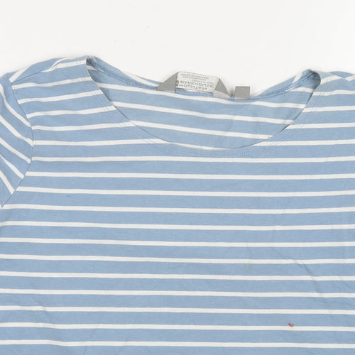 Mountain Warehouse Womens Blue Striped Cotton Basic T-Shirt Size 12 Round Neck