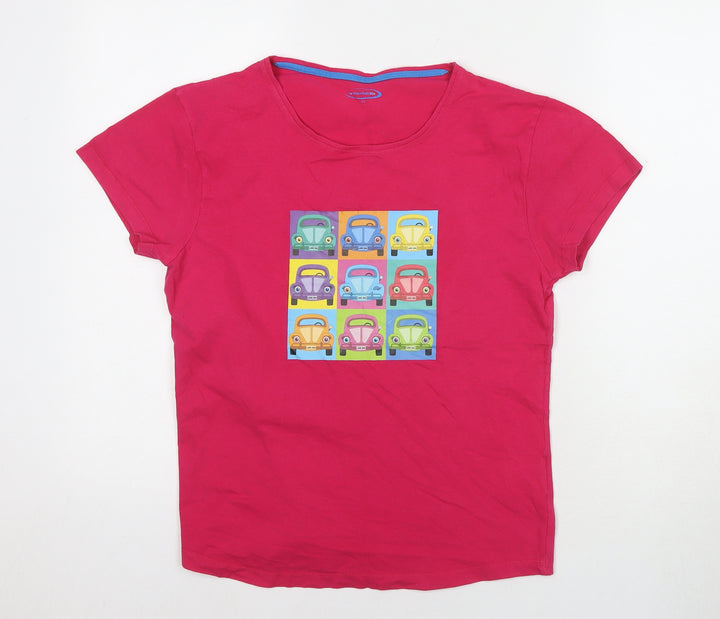 Mountain Life Womens Pink Cotton Basic T-Shirt Size 12 Round Neck - Volkswagen