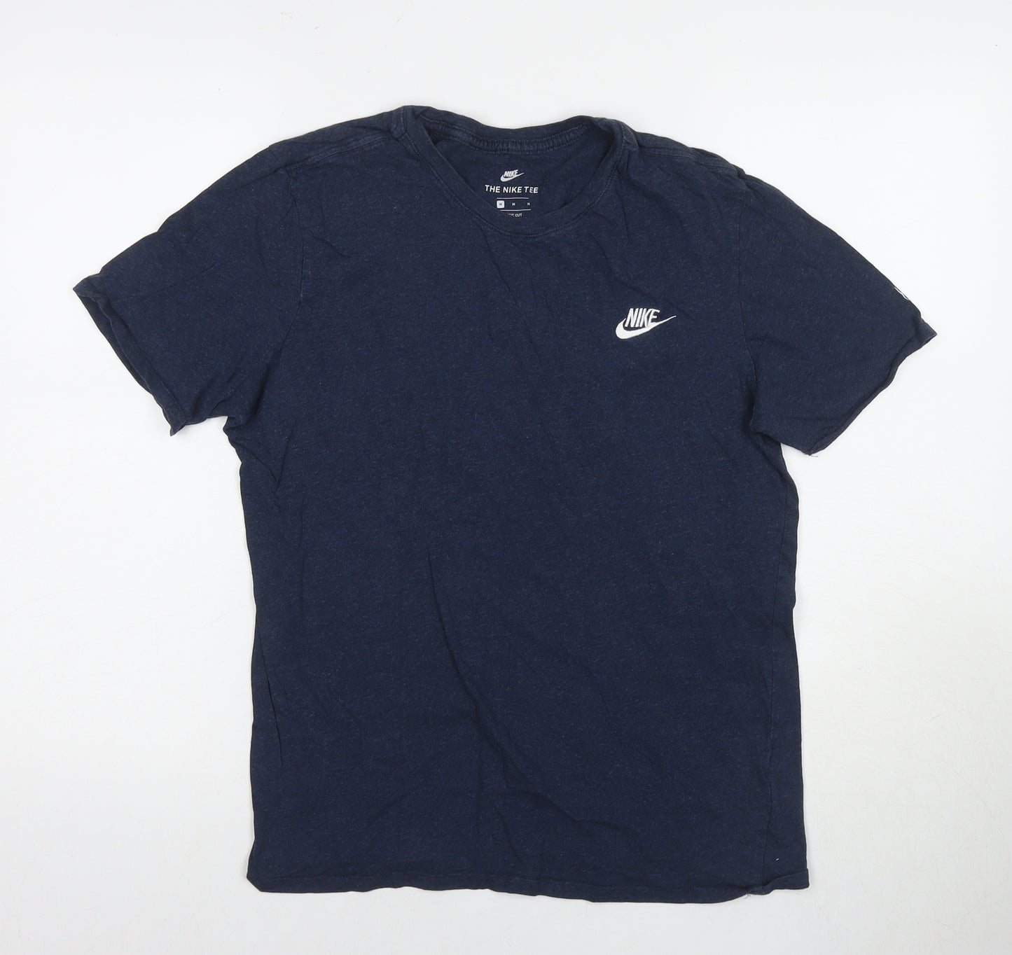 Nike Womens Blue Cotton Basic T-Shirt Size M Round Neck