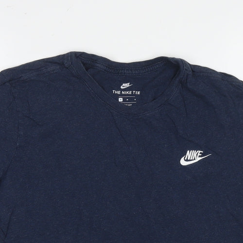 Nike Womens Blue Cotton Basic T-Shirt Size M Round Neck